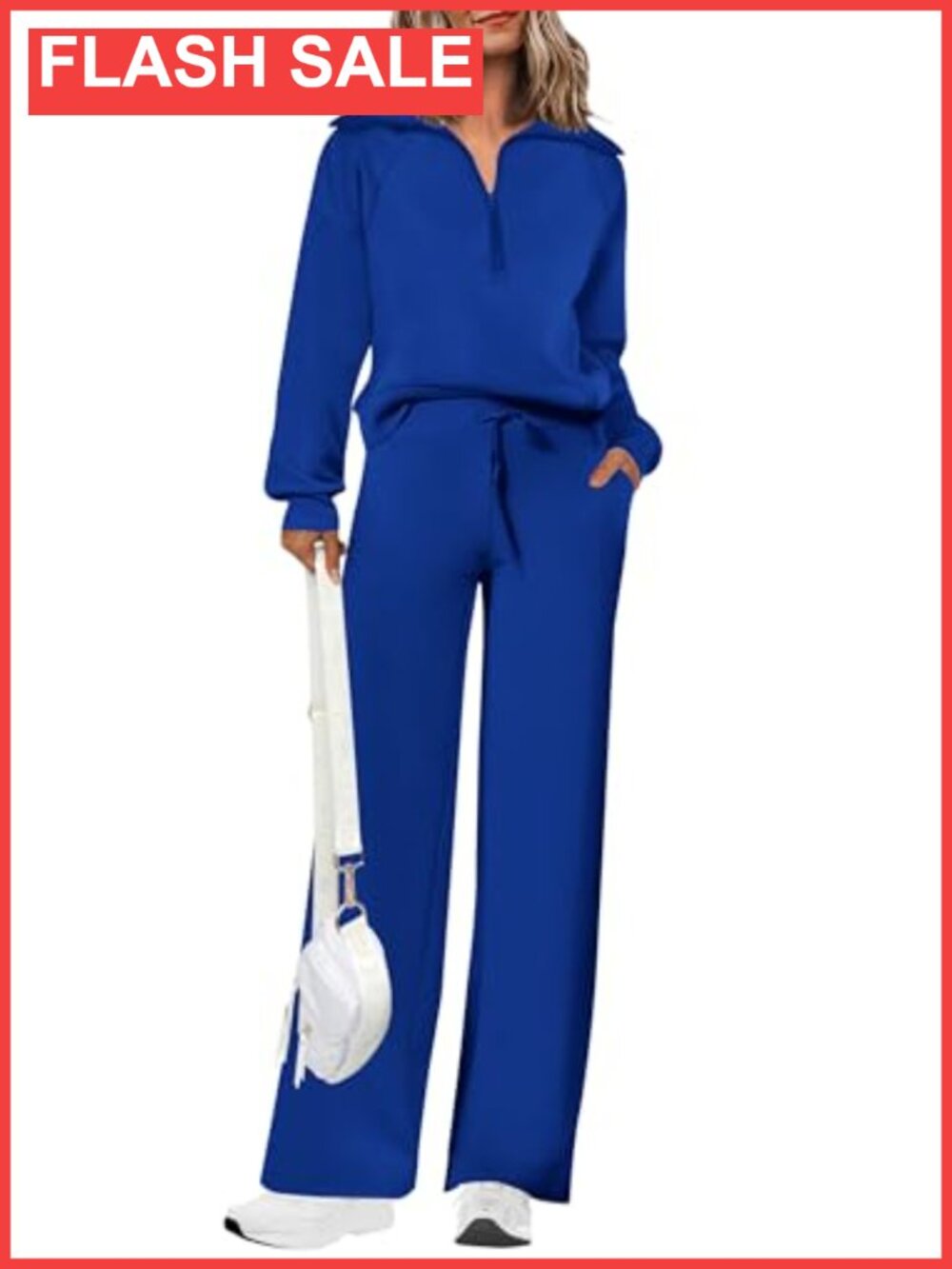 Women's 2 Piece Lounge Set Half Zip Sweatshirt Wide Leg Pants